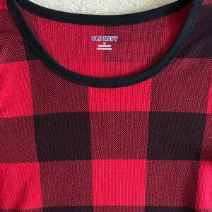 Old Navy Women's Red Plaid Waffle Knit Medium Long Sleeve Christmas Shirt